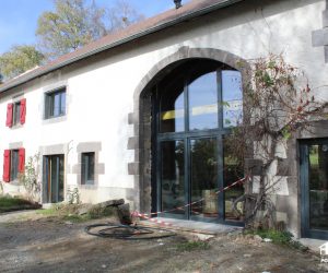 Baie vitrée bois aluminium